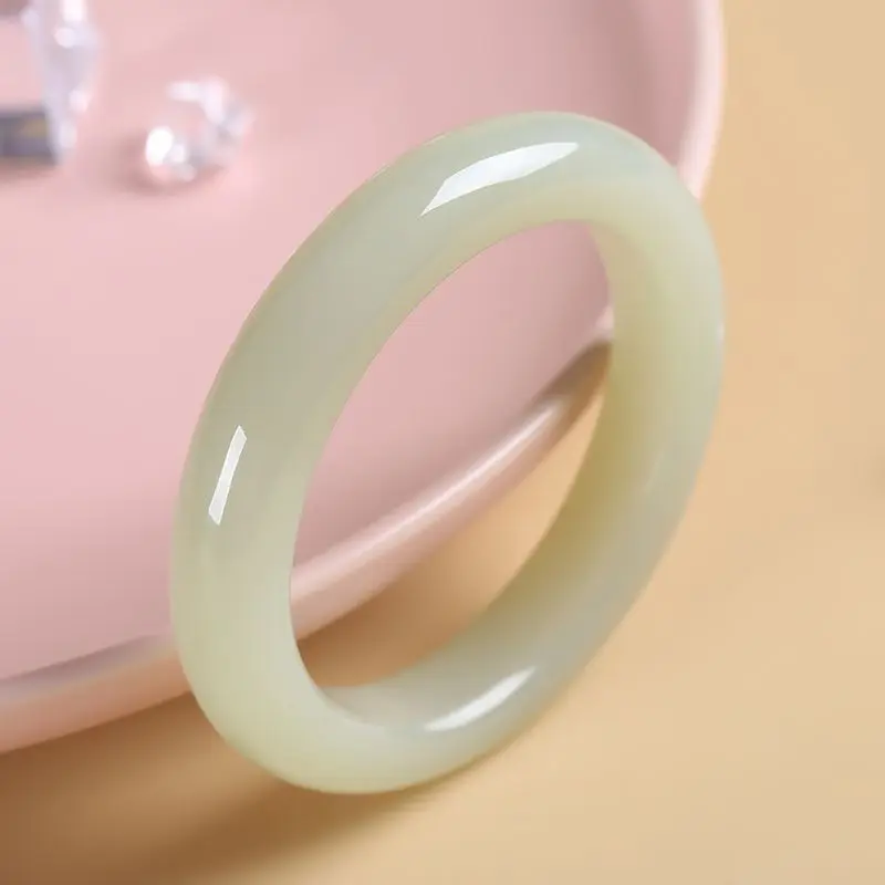 Xinjiang Hetian natural mutton-fat thin band style white bracelet genuine jade bracele
