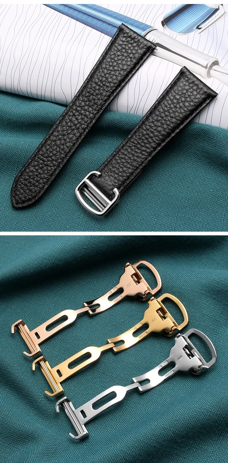 Für Cartier Tank London Solo Series WSTA0029 WSTA0030, Lederarmband, 23 mm, für Damen und Herren, Litchi-Lederarmband, 20, 22, 23, 25 mm. – Detail 5