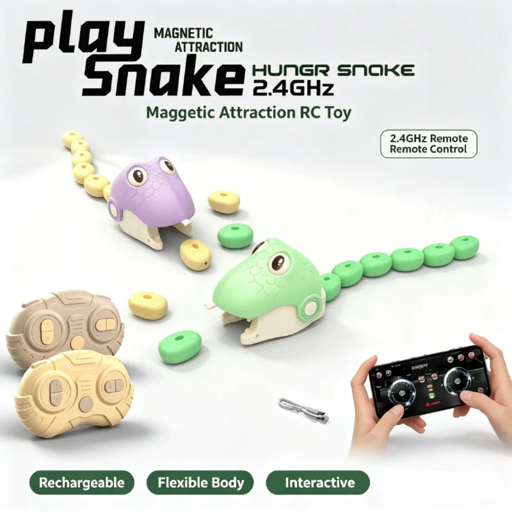 Remote Controlled Greedy Snake Magnetic Suction Toy 2 Player Interactive Battle Game Educational Party Game Ideal Birthday Gift