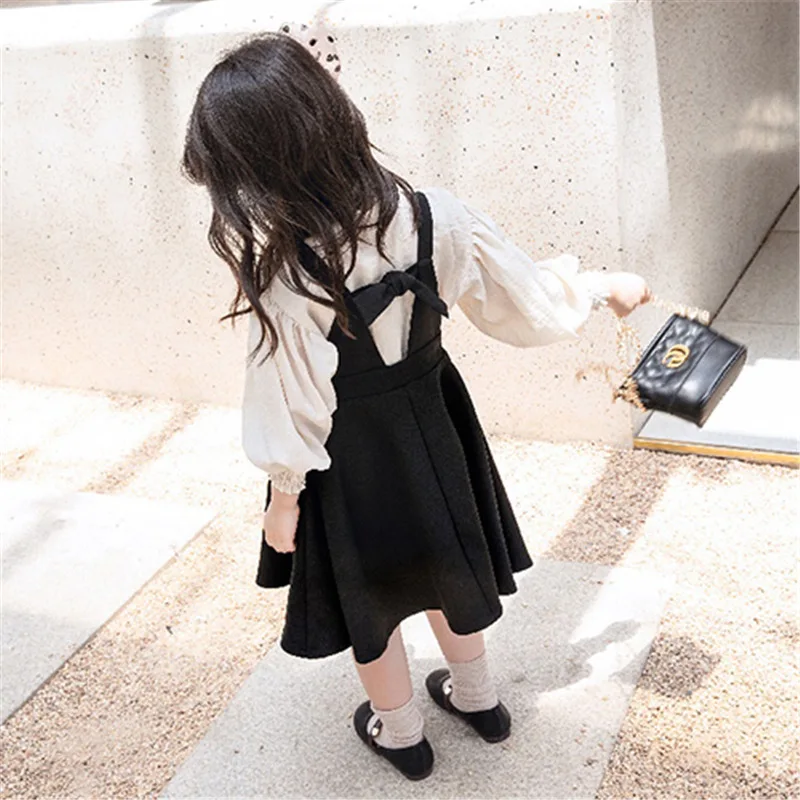 Girls' Outfit Palace Style Korean Version Top with Vest Dress25Autumn New Fashion Foreign Trade Children's Clothing Wholesale3-8