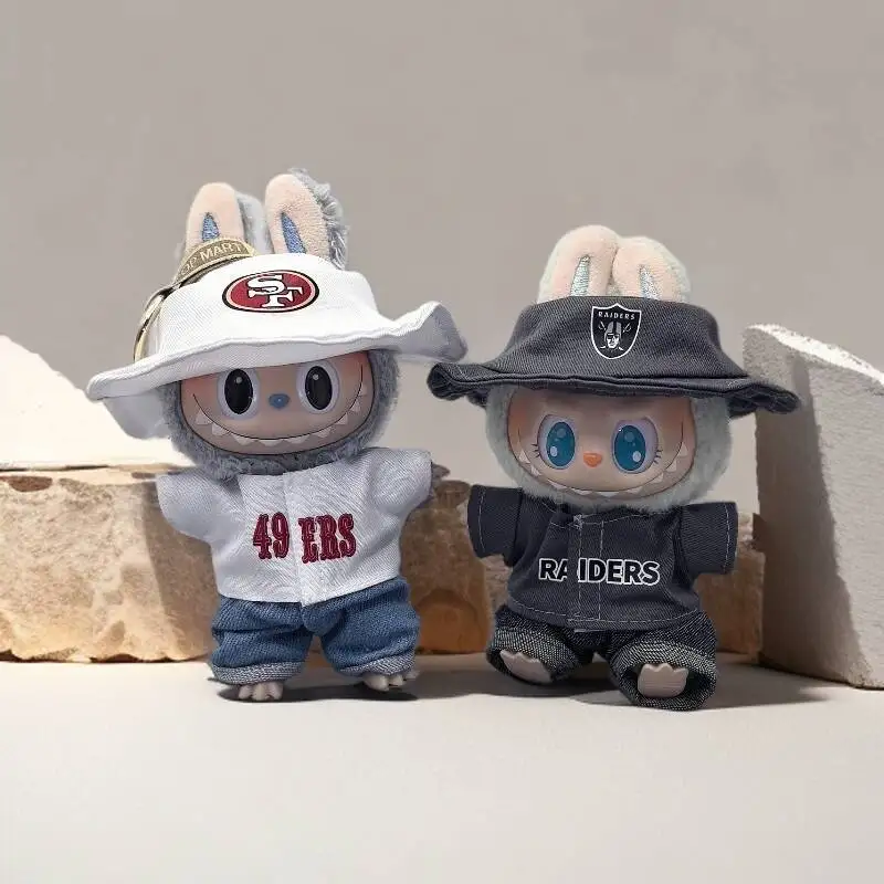 Suéteres fritos callejeros para hombres y trajes de marca marea ropa de muñeca blythe Labubu lleva un colgante Labubu llavero ropa de bebé