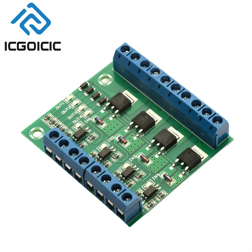 4-Channel PWM MOSFET Driver Module – 3.7V-27V Input, 10A per Channel, for Motor Control, LED Strip, and Industrial Applications