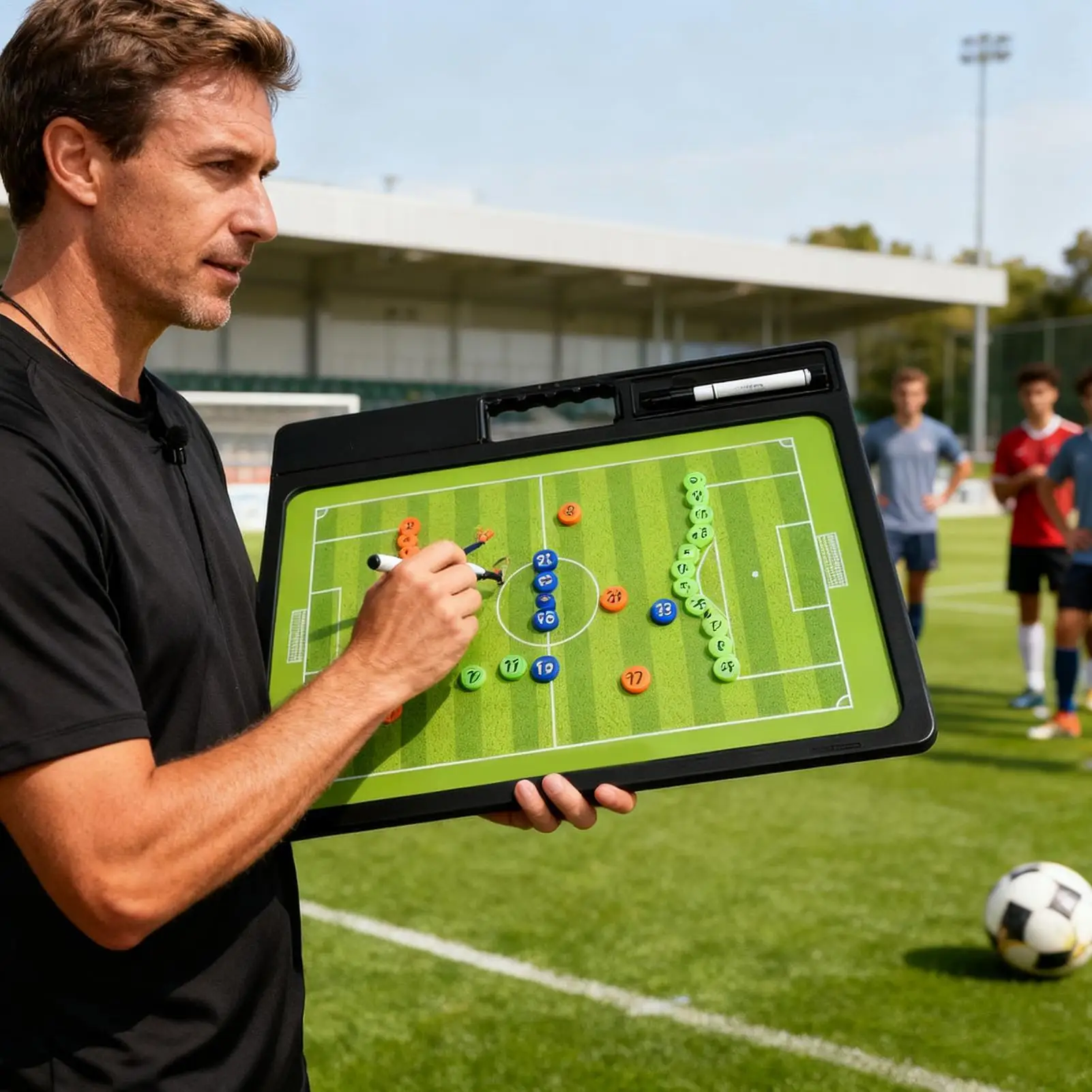Lavagna magnetica per allenamento di calcio, attrezzatura per la scrittura, appunti per strategia di calcio su due lati con pennarello per la pratica sul campo dei giocatori