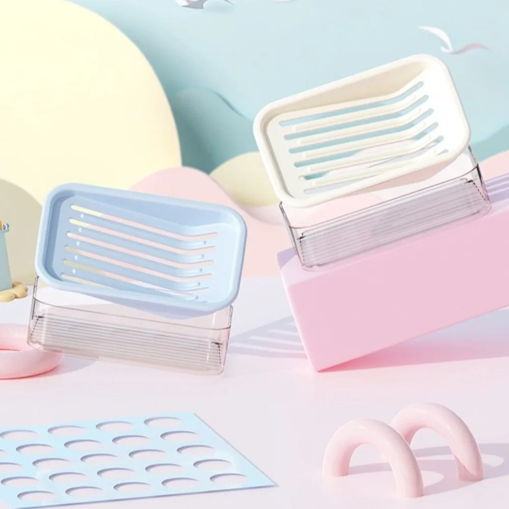 Conveniente caja de jabón de doble capa, drenaje inclinado, caja de jabón impermeable, soporte de almacenamiento de jabón grueso de plástico, cuarto de lavado