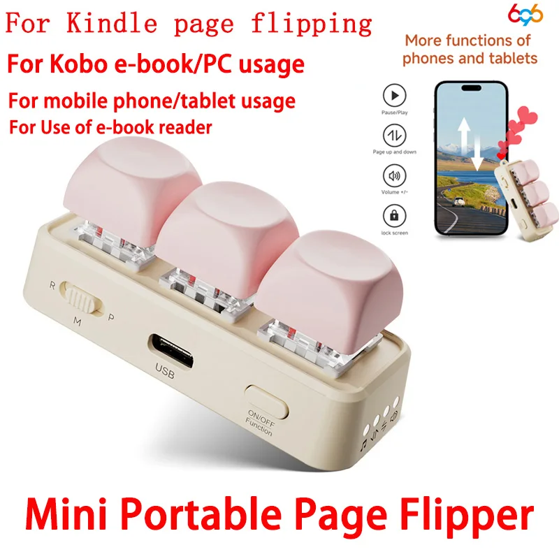Blue Tooth Page Turner Short Video Slide PPT Page Flipping Music Switch Take Photos Keyboard Remote Control For Kindle E-book