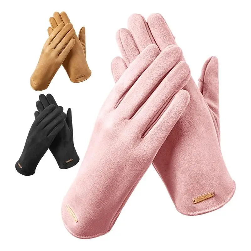 Full Finger Fleece Gloves For Women Winter Touch Screen Cycling Glove Windproof Warm Bike Mittens For Cycling Bicycle Equipment