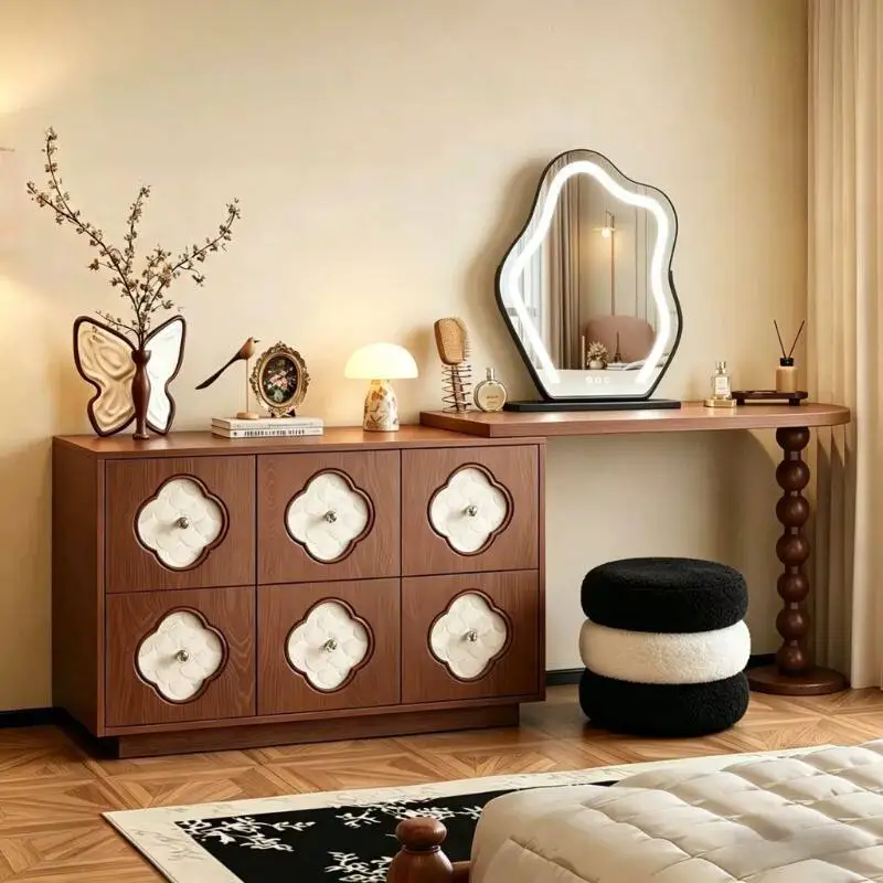 Vintage Makeup Vanity Table Comfortable Cosmetics Beauty Wood Storage Dressing Table Drawers Modern Vestidores Home Furniture