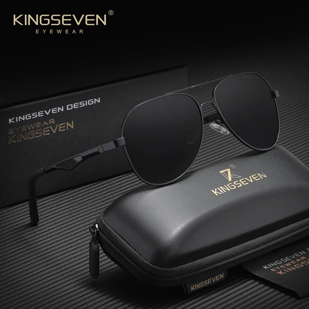 KINGSEVEN Retro Luxus-Piloten-Sonnenbrille für Herren und Damen, klassischer großer Rahmen, polarisiert, UV400, blendfrei, modische Schutzbrille