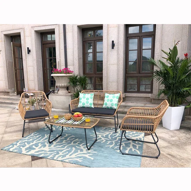 Garden Furniture All Weather Garden Wicker Sofa Luxury Outdoor Furniture Rattan Sofa Patio Furniture Outdoor Sofa Set