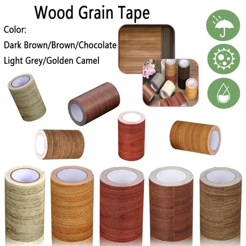 4.5M/Roll Realistic Wood Grain Repair Adhensive Duct Tape Floor Furniture Renovation Skirting Line Sticker Home Decoration