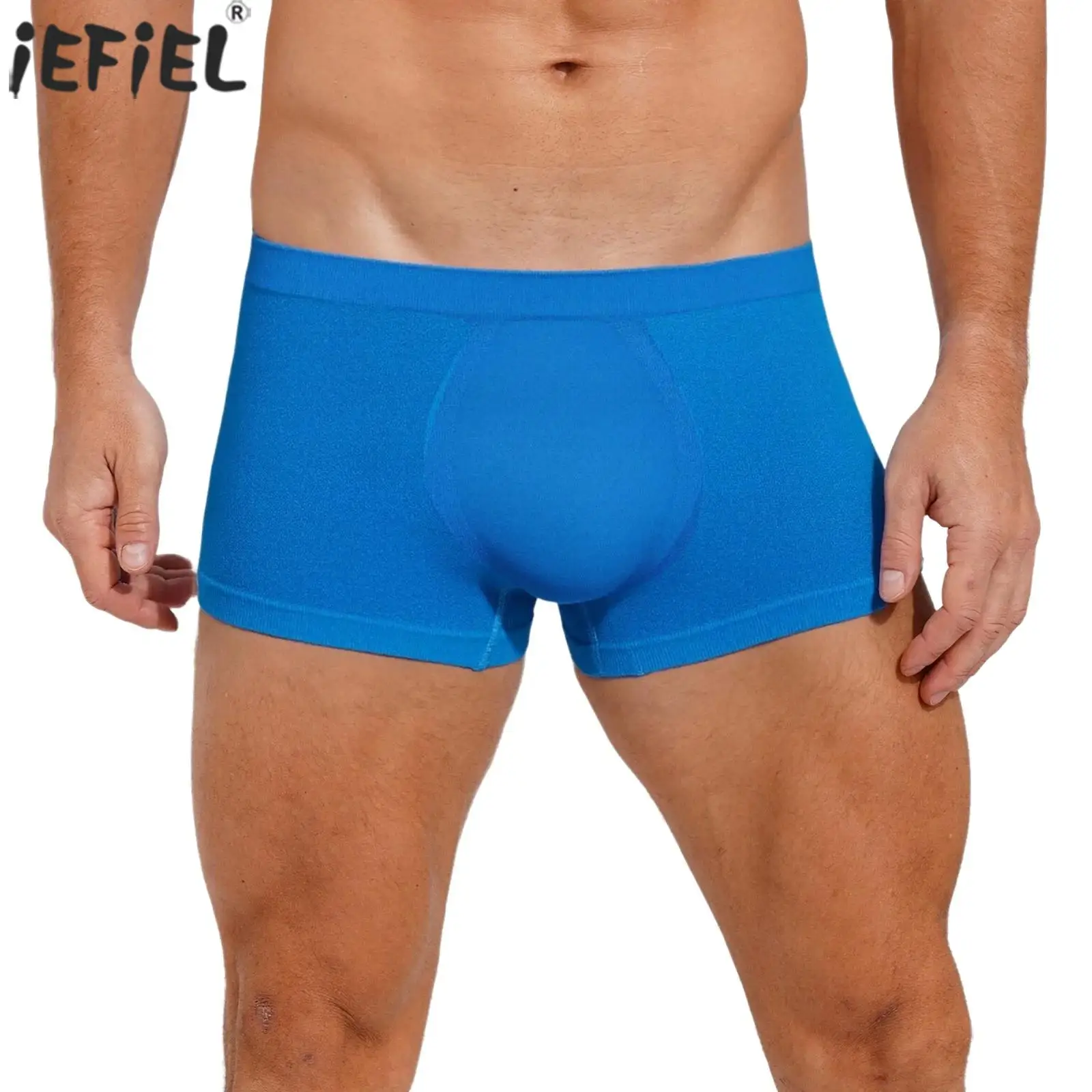 

Men Moisture-Wicking Stretchy Shorts Daily Casual Boxer Panties Elastic Waistband Solid Color Boxer Brief Sports Underwear