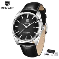 Benyar 5163 relojes de pulsera militares de lujo de la mejor marca relojes de cuarzo de cuero Reloj Simple resistente al agua para Hombre Reloj para Hombre
