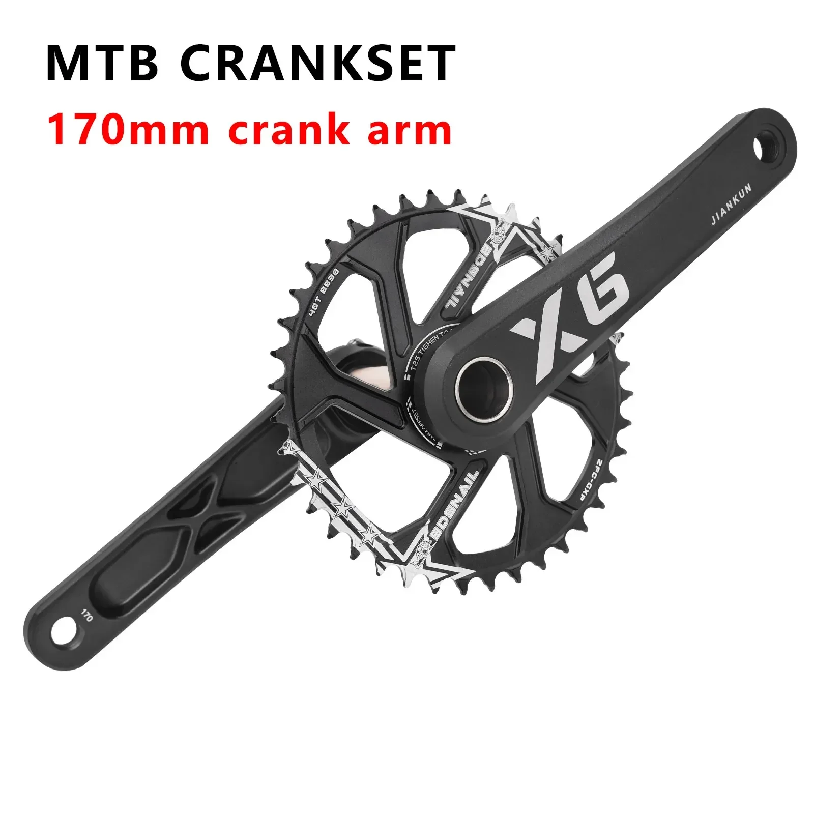 

JIANKUN Mountain Bicycle Crankset 170mm Aluminum Alloy Direct-mounted Wide Narrow Chainring Mtb Crank