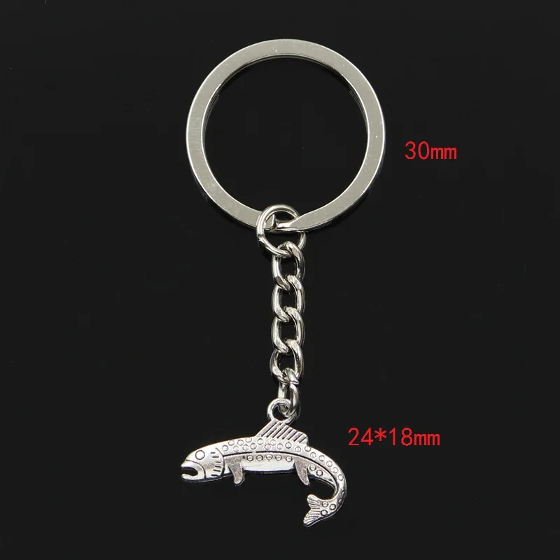 Fashion Eel Fish 24x18mm Pendant 30mm Key Ring Metal Chain Silver Color Men Car Holder Gift Souvenirs Keychain