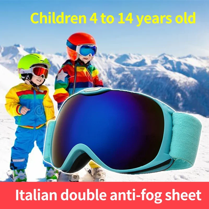 Gafas de esquí antivaho para niños y niñas, lentes de doble capa, grandes, deportes de invierno, gafas de nieve para niños de 4 a 14 años