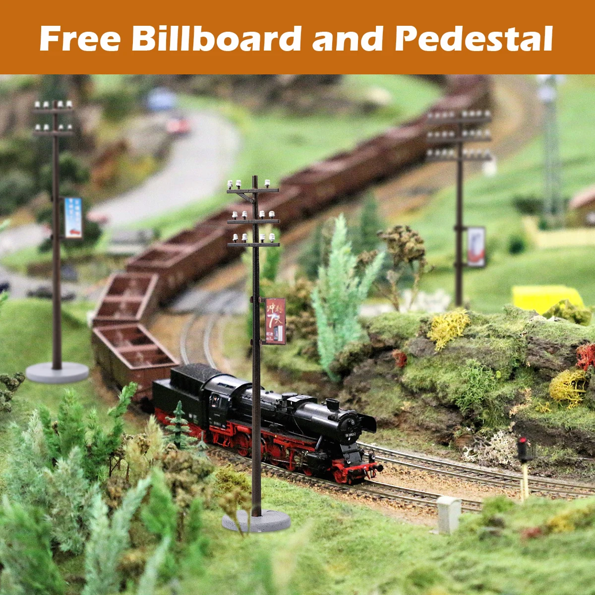 10x Plastic Electric Line Pole Model for Train SCENERY 1:100 HO TT Scale Electric Line Pole Model