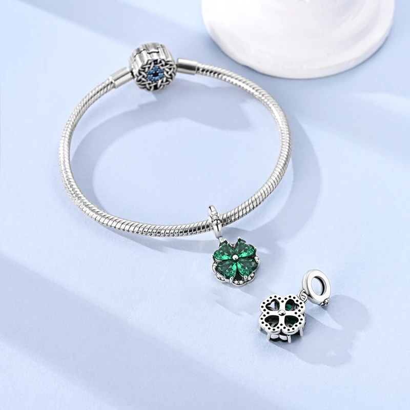 925 Sterling Silver Rotating Clover Charms Pendant For Women Fit Original Bracelet DIY Birthday Party Jewelry Gifts
