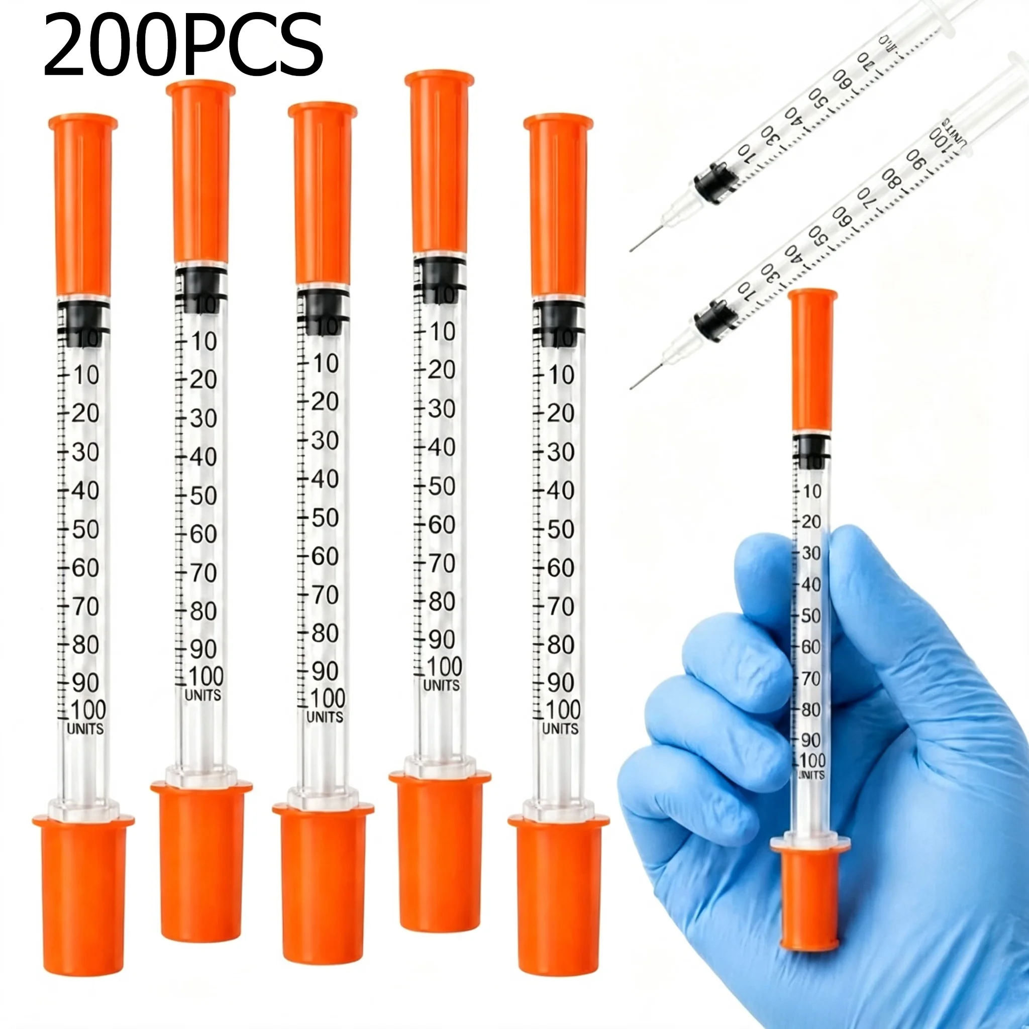 200/100 Pack 0.5/1ml Syringes with Needle Individual Packaging Pain-Free for Laboratory And Insulin Syringe Pet Supplies
