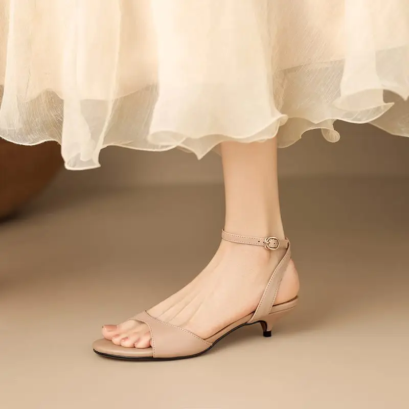 MORAZORA Size 35-43 Full Genuine Leather Sandals Women Shoes Mid Heels Brand Fashion Summer Sandals Ladies Party Wedding Shoes view 3