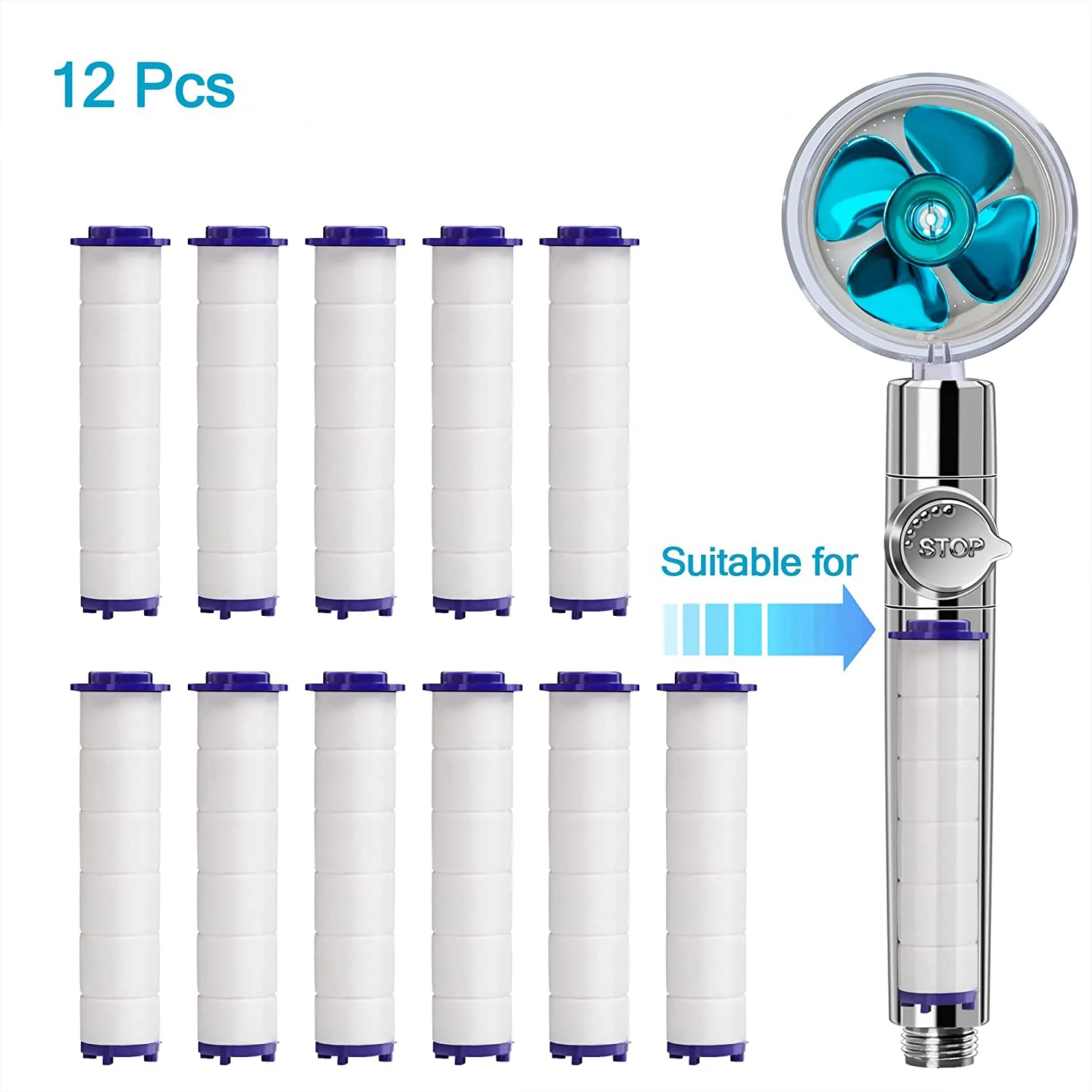 12Pcs Turbo Fan Shower Head Filters--Used for Propeller Driven Handheld Shower Head High Pressure - Shower Head