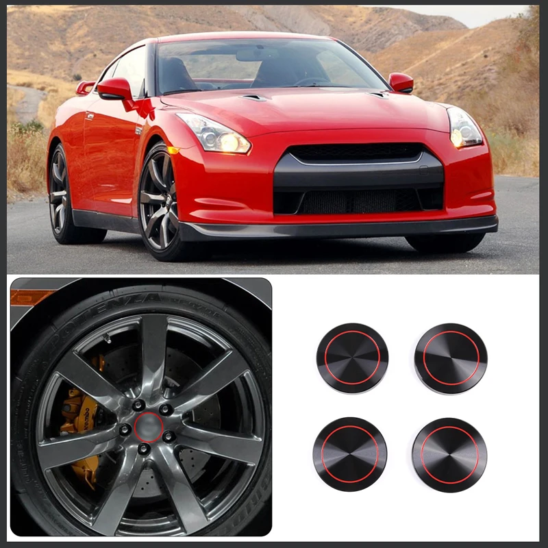 For 2008-2016 Nissan GTR R35 Aluminum alloy Black car styling Car Wheel Center Hub Cap Cover Emblem Sticker Car  Accessories