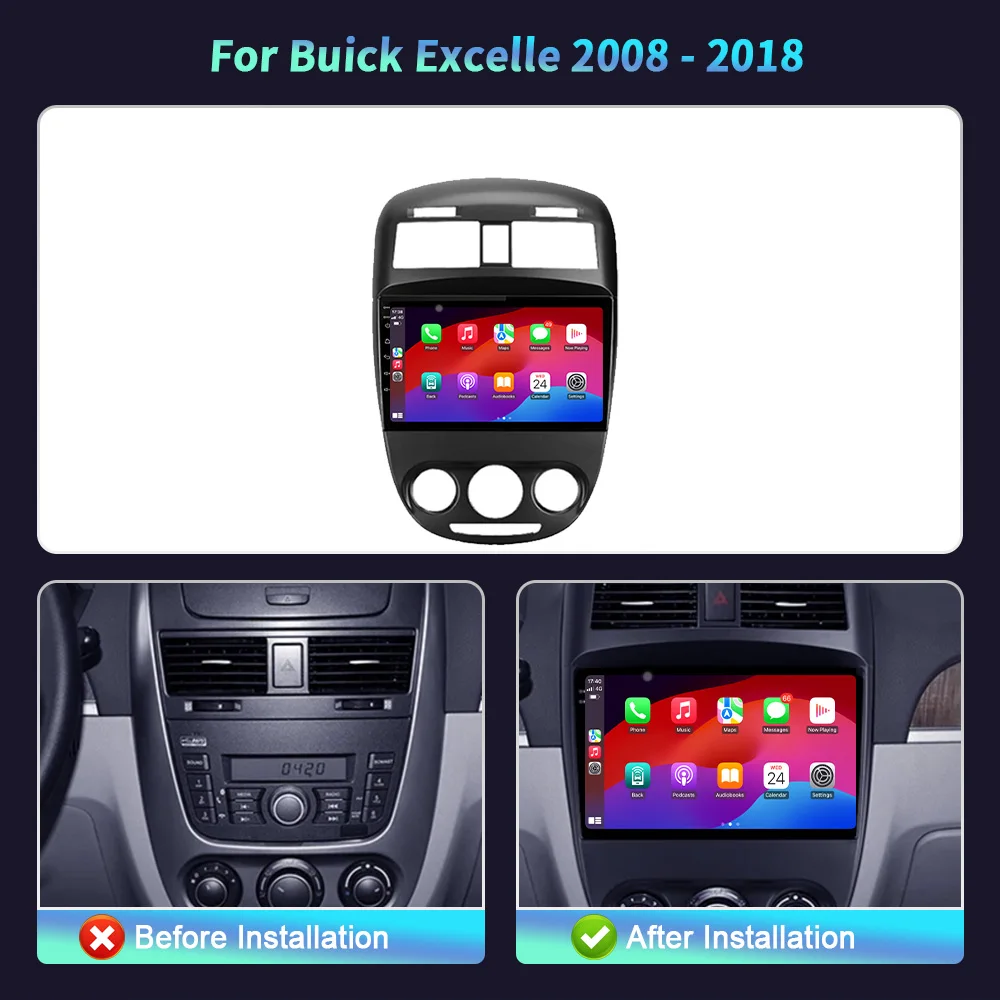 Android 14 Autoradio Multimedia Navigation Wireless Carplay Stereo Head Unit Bildschirm für Buick Excelle 2008-2018