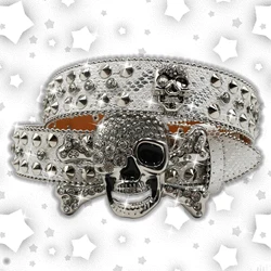 Fashion Belt For Jeans Men For Skull Rhinestone Belts Women Leather Strap Western Cowboy Y2K Girls Fashion Belt For Jeans Men