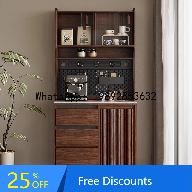 

XL Pure Natural Luxury Stone Sideboard Wall-Mounted Coffee Storage Cabinet Walnut Color Tea Storage Narrow Sideboard