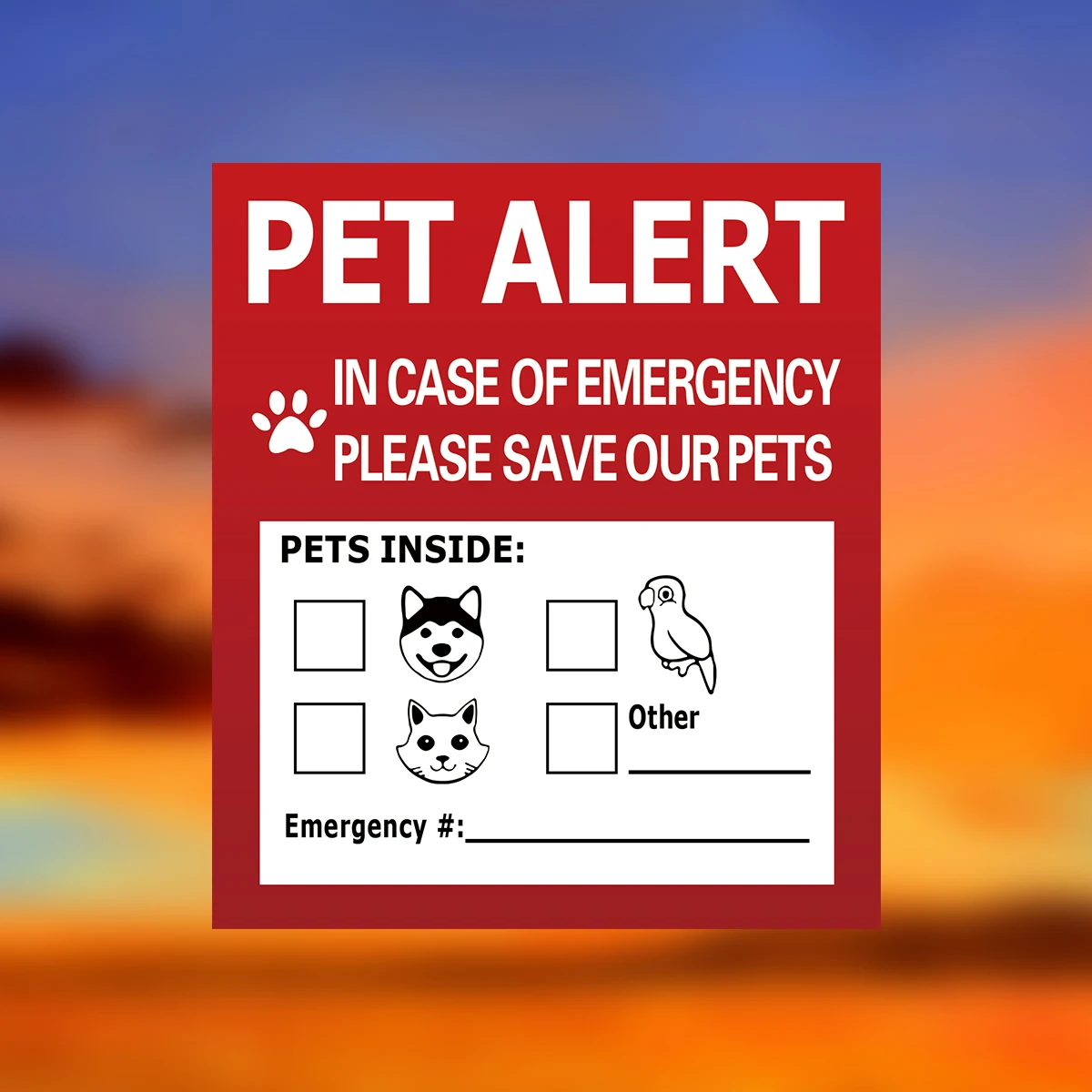 Pet Alert Stickers Static Cling Window Decals Emergency Pets Rescue Sign (4 Pack)  Save My Pets in Case of Emergency Stickers