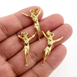 Fashion Religious Belief Jesus Cross Pendant Gold Color Necklace Catholic Accessories For Church Prayer Women Men Jewelry Gift