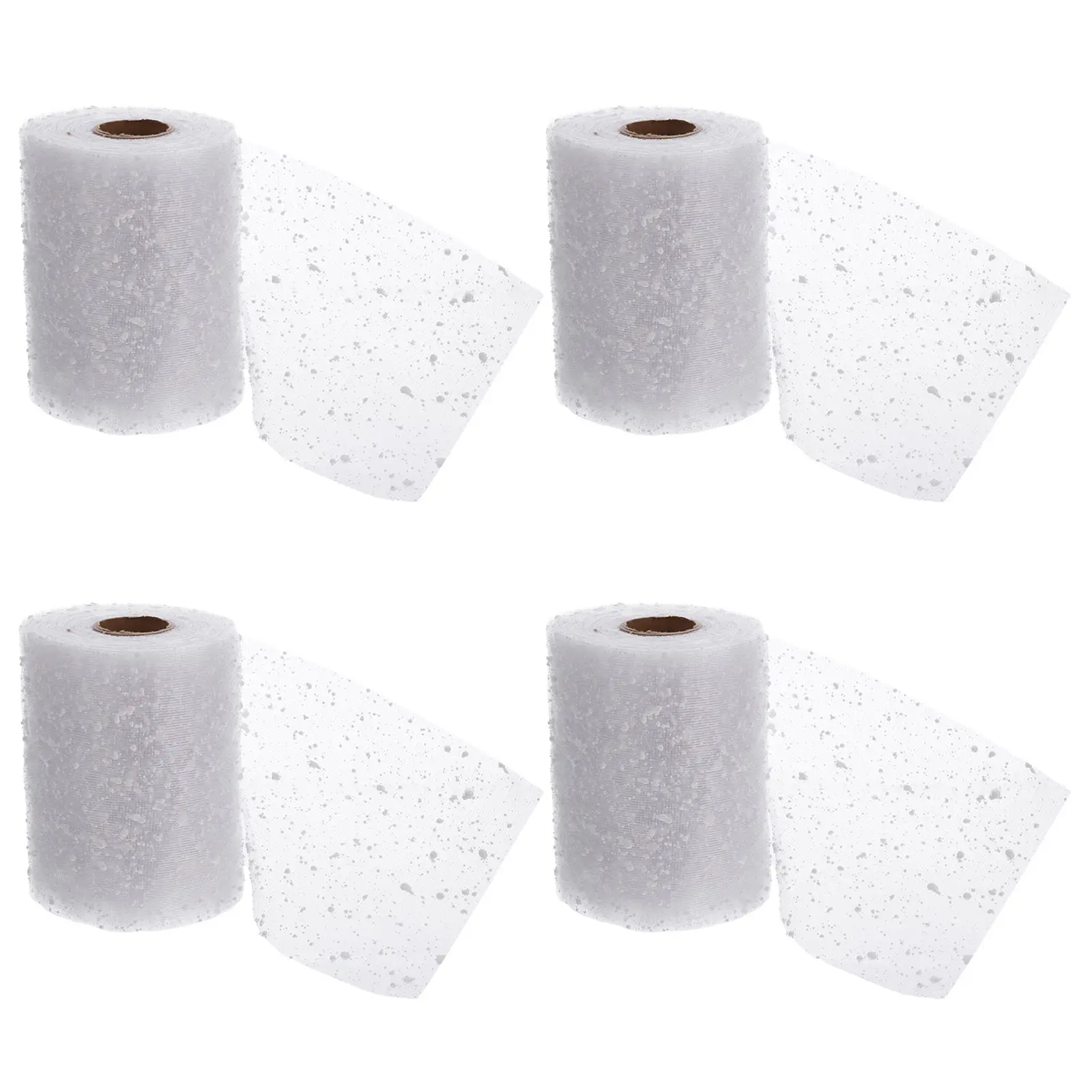 

4 Rolls White Poly Mesh Ribbon Decorative Mesh Ribbon for Flower Wrapping Christmas Tree Wreath Bow Packaging Bouquet Gauze