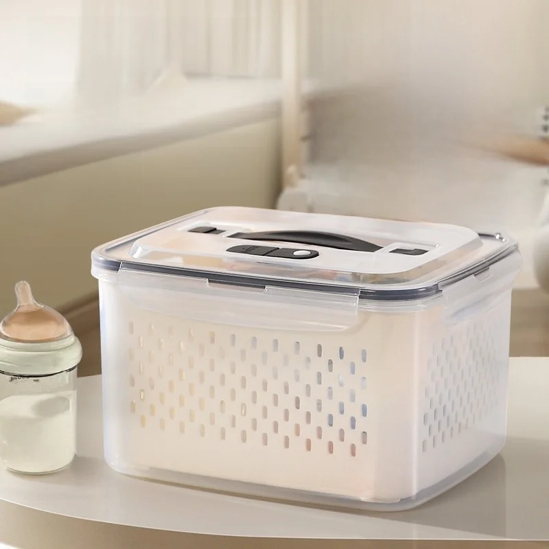 

Контейнер для хранения детского питания, органайзер для бутылочек, пылезащитный, с дренажем, из пищевого пластика, органайзер для ванной комнаты