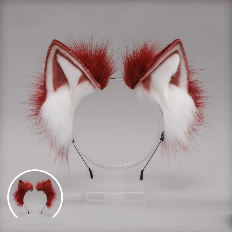 Japanese Lolita Headwear Cat Ear Fox Plush Hair Clips Hair Accessories Hand-made Simulation Beast Ear Hair Band