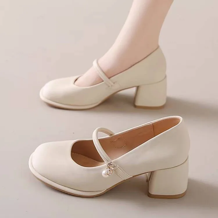 Mary Jane Women's Shoes 2026 New Spring and Autumn Fashion Versatile French Medium Coarse Follow up Shoes