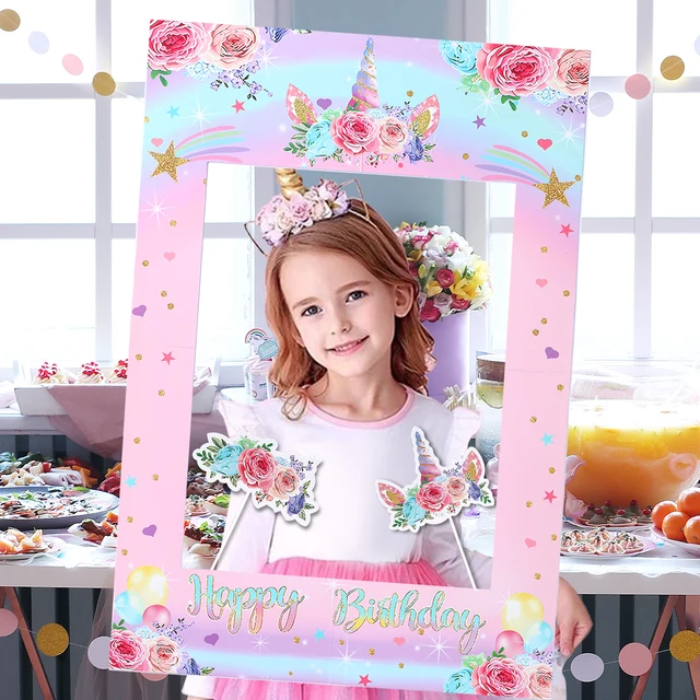 Motyw jednorożca ramka na zdjęcia papierowy rekwizyt do zdjęcia jednorożec dekoracje na imprezę urodzinową dziewczyna Baby Shower dekoracje ślubne zaopatrzenie firm 40x60cm