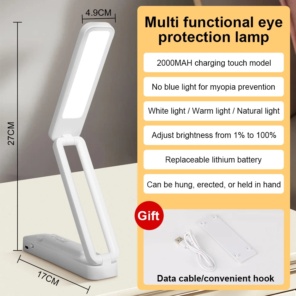 LED Desk Lamp USB Rechargeable LED Table Lamp Touch Switch 3 Color Dimmable Desk Lamp for Office Bar Restaurant Ambiance Light