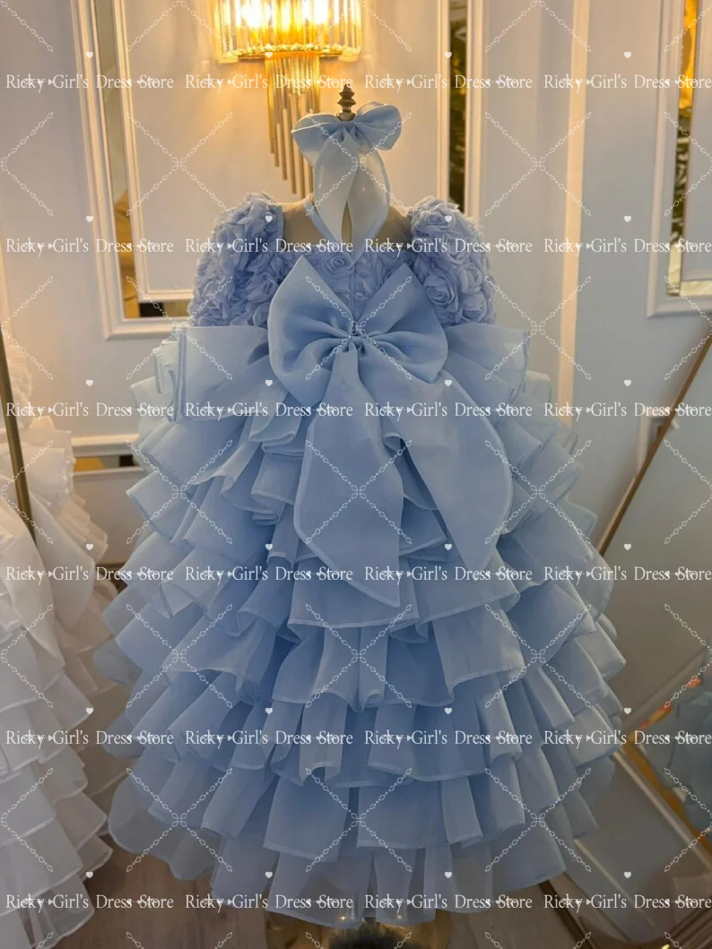 Vestido de Dama de Honra Azul  - Toddler Girl Tulle Party Dress avaliação e preço