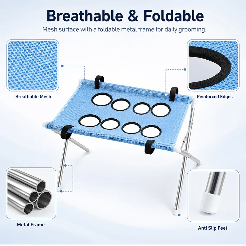 Portable Pet Grooming Bath Hammock Stand Foldable Adjustable Cat Dog Bathing Rack Quick Dry Mesh Grooming For Small Medium Pets view 5