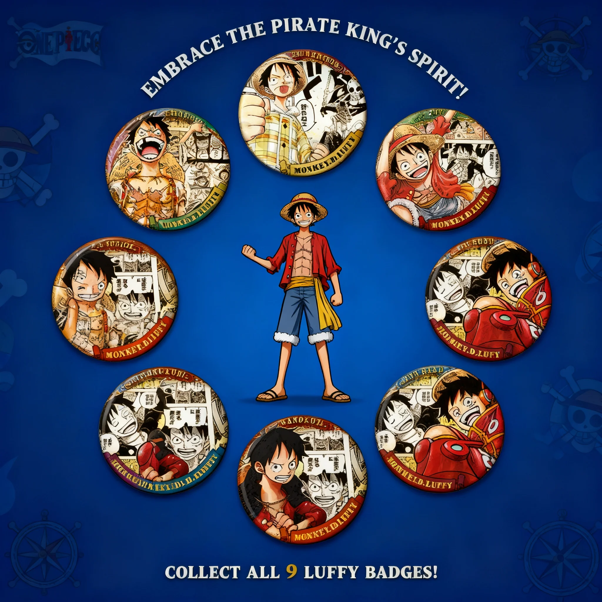 

One Piece Anime Luffy Badge Cosplay Pin Brooch Pendant Shiny Film Medal Merchandise Collectible Accessory Gift for Fans Cosplay