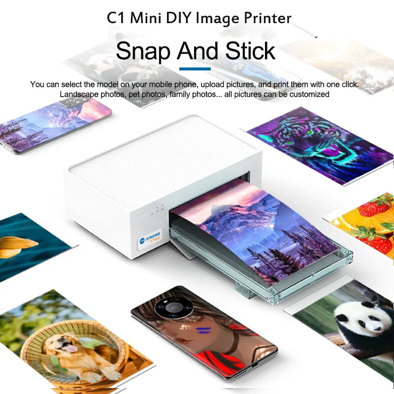 

SUNSHINE C1 Mini High-definition DIY Film Printer for Mobile Phone Below 7.5 Inches Decoration Sticker Back Cover Image Printing