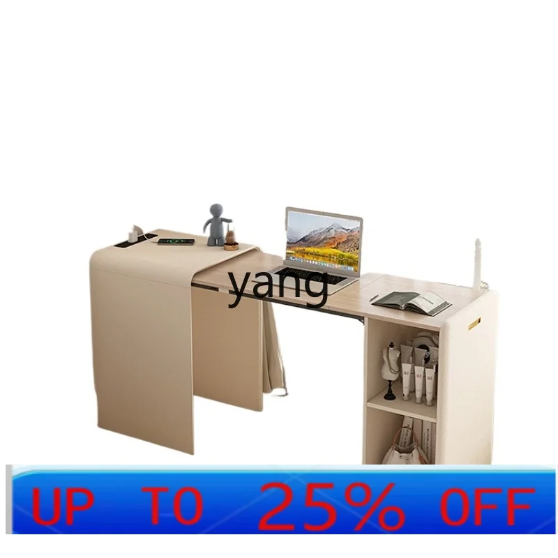 

LH Invisible Foldable Solid Wood Desk Integrated Household Bedroom Bedside Computer Desk Locker