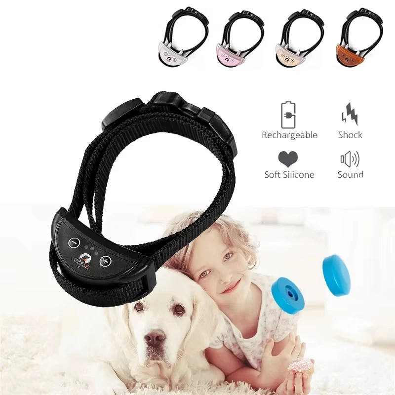 

2025 New Pet Dog Anti Barking Device USB Rechargeable Dogs Training Collar Adjustable Sensitivity Pet Collar Black Gold Silver