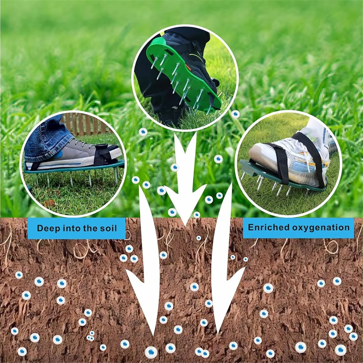 

ABNJ Lawn Aerator Shoe Upgrades Garden Spike Shoes Heavy Strap Grass Aeration Shoes for Yard Soil Aerating Spike Tool