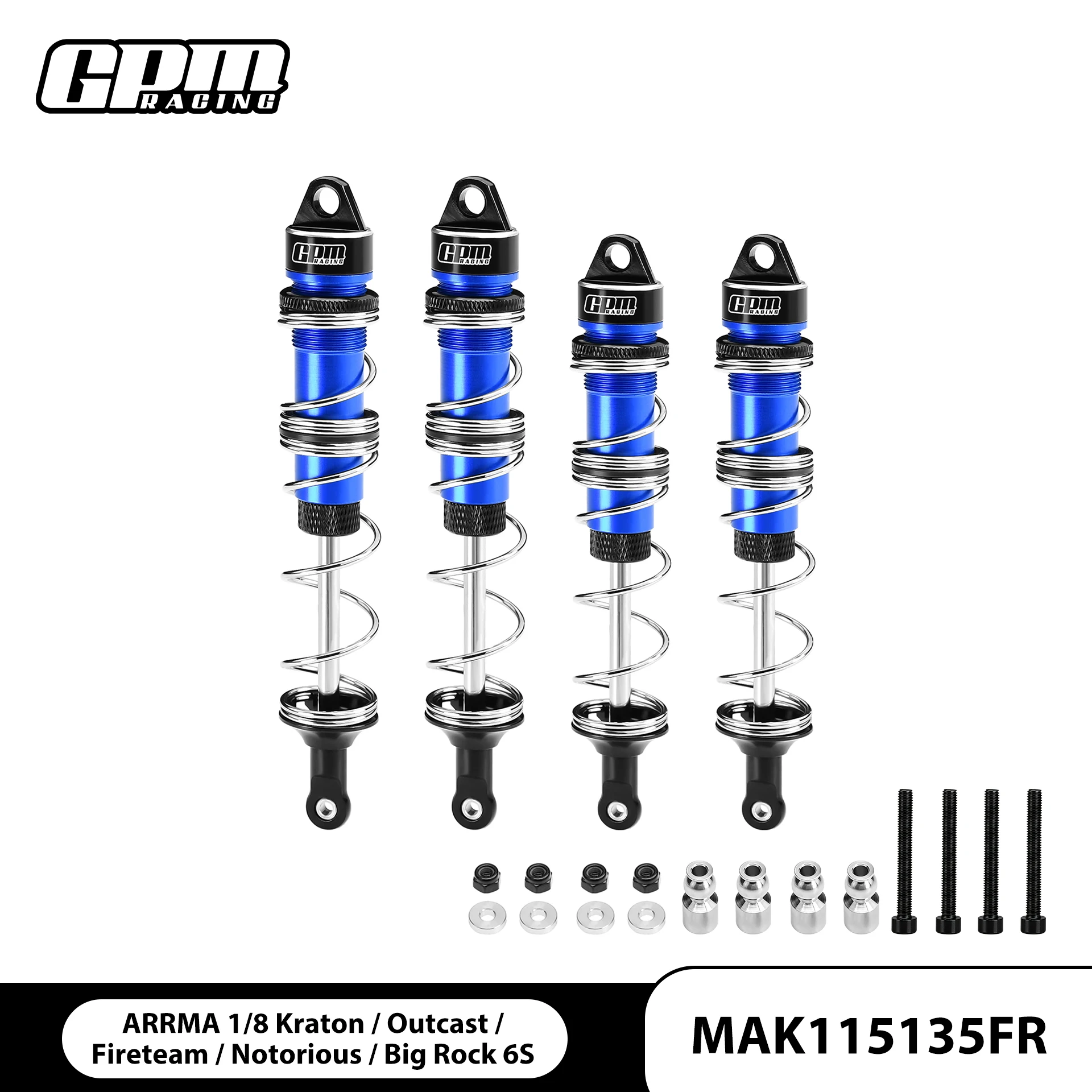 

GPM Alloy Front & Rear Double Section Spring Damper For ARRMA 1/8 Kraton 6S ARA8608V5