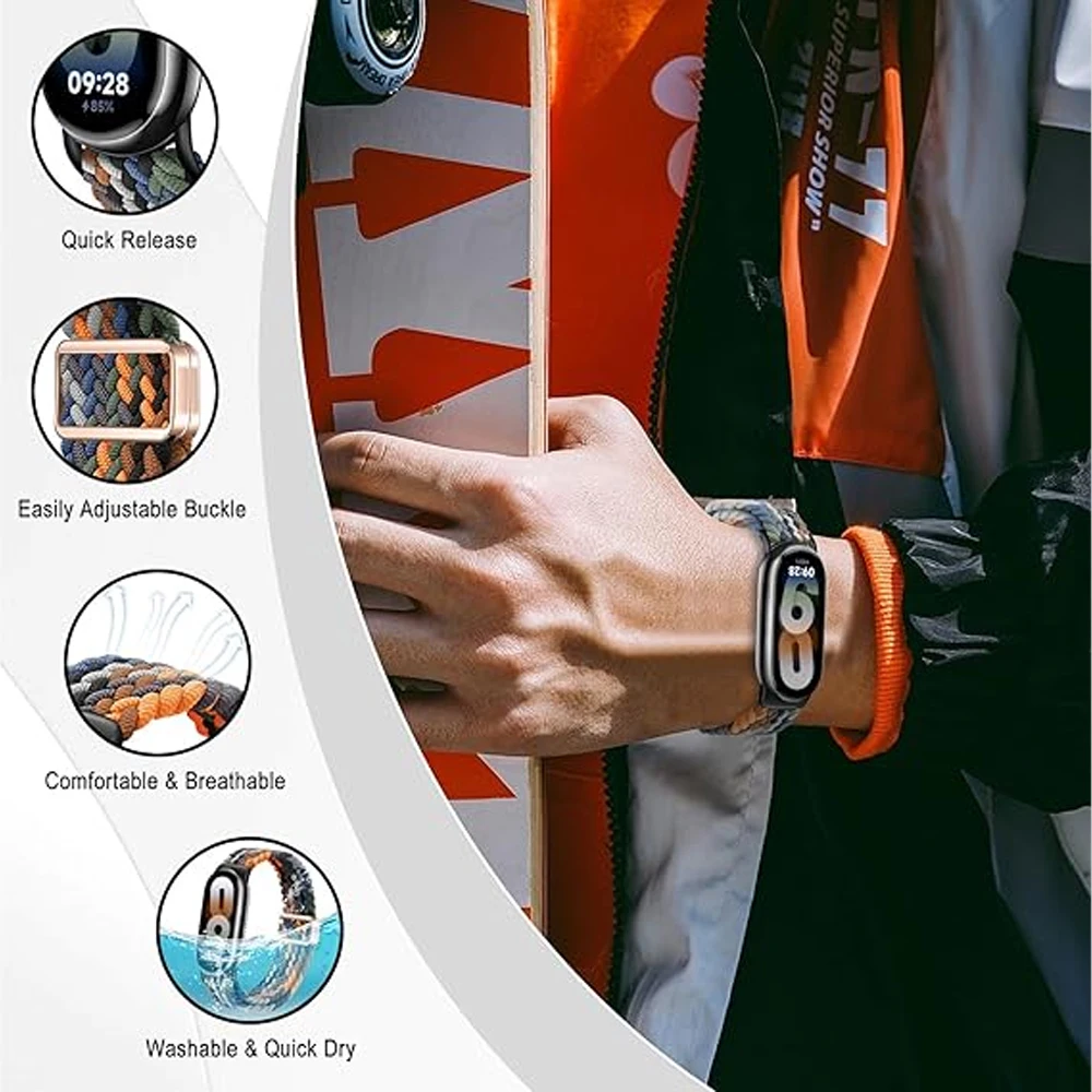 Watch Straps for Xiaomi Mi Band 10 9 8 NFC Replacement belt accessories magnetic Braided correa bracelet Miband 9 Miband 8 Strap