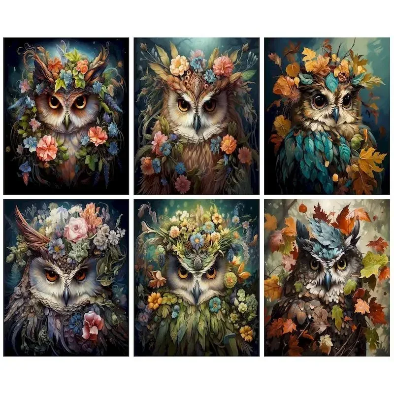 

978120 Oil Painting By Numbers For Adults Flowers Owl Handpainted On Canvas Paint Kit Drawing Number Painting Home Decor Gift