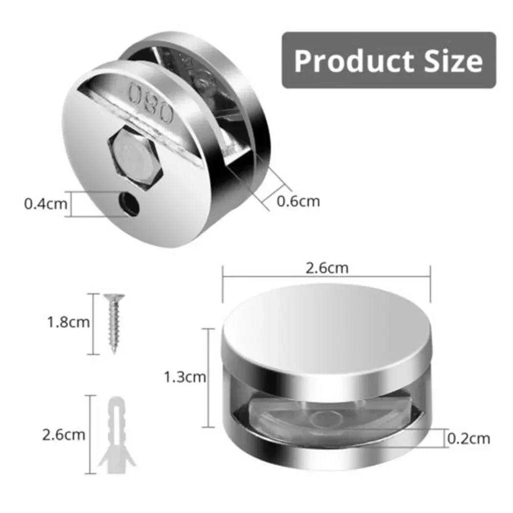 8pcs 3-5mm Mirror Clips Mirror Hanging Hardware Round Glass Clamp Bathroom Mirror Clip For 3-5mm Mirror Holder Wall Bracket Hang