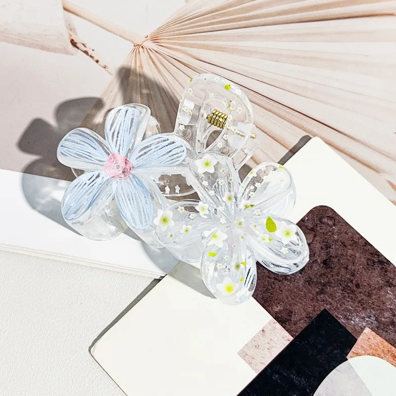 مشبك شعر على شكل زهرة جرافيتي حلوة وطازجة، مشبك شعر جديد على شكل قرش، مشبك شعر على شكل قرص خلفي للرأس، إكسسوارات للشعر