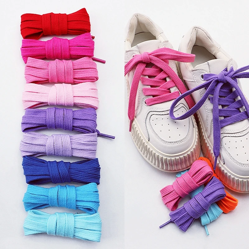 

8mm wide classic solid color shoelace Flat cotton shoelace Sneakers canvas shoes quality shoelaces 1Pair