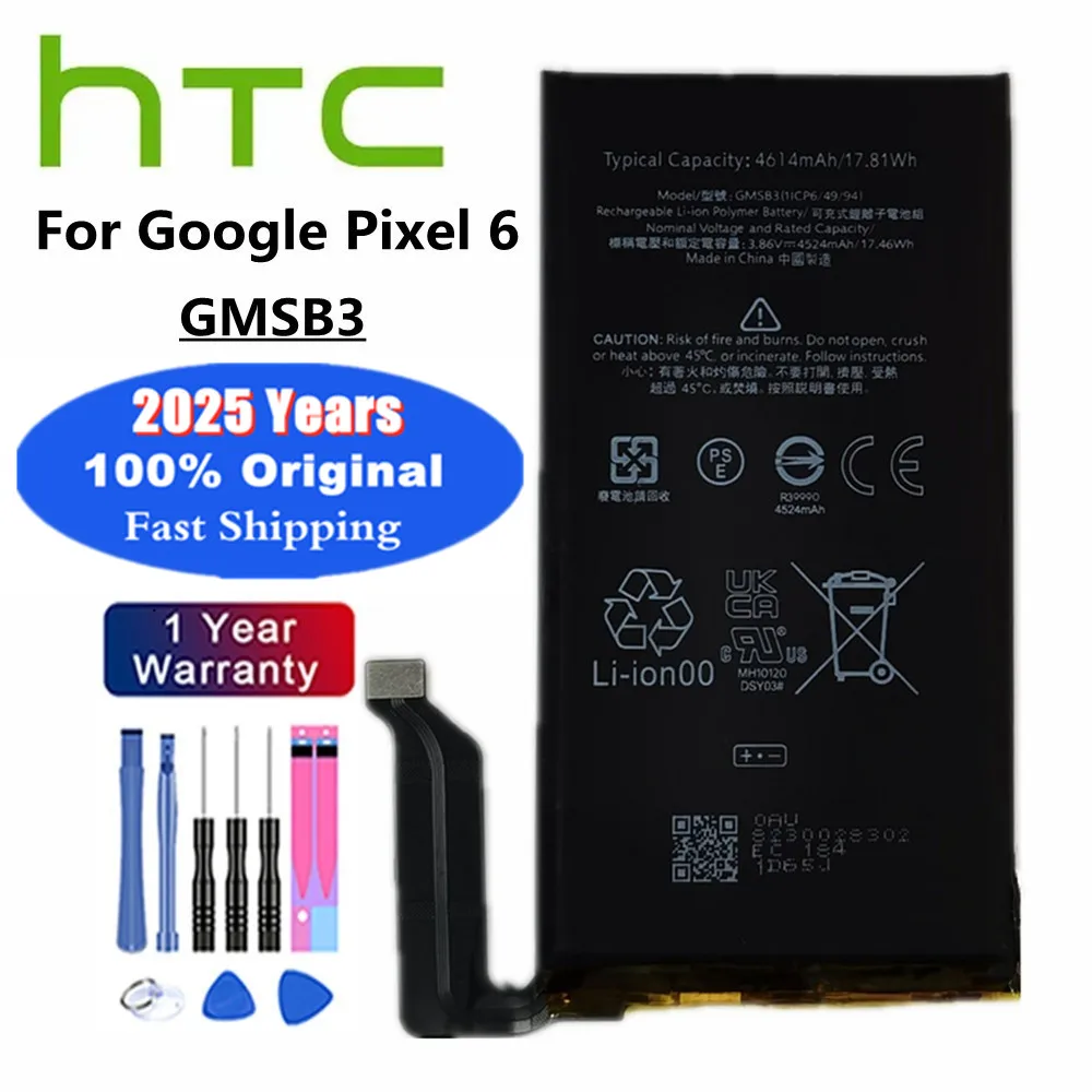 2025 Years 100% Orginal Battery For HTC Google Pixel 6 Pixel6 GMSB3 High Quality 4614mAh Mobile Phone Batteries Bateria + Tools